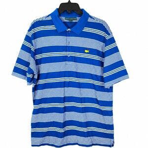Masters Collection Polo Shirt Men XL Blue Striped Pima Cotton Golf Athleisure LS